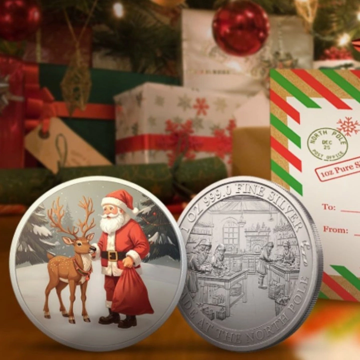 Santa’s Workshop kolorowany 1 uncja Srebra 2025 Proof