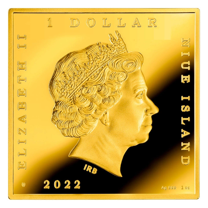 Niue: Caravaggio - Niewierny Tomasz kolorowany, pozłacany 1 uncja Srebra 2022 Proof