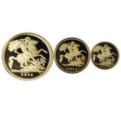 Wielka Brytania : Suweren Zestaw 3 Złotych Monet 2014 Proof