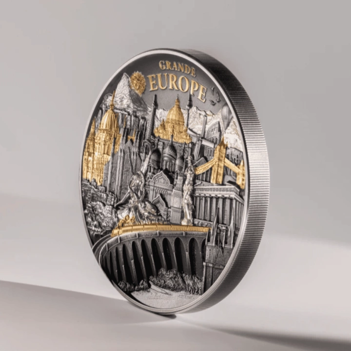 Cook Islands: Hidden Treasure – Grande Europe pozłacany 3 uncje Srebra 2025 Antiqued High Relief