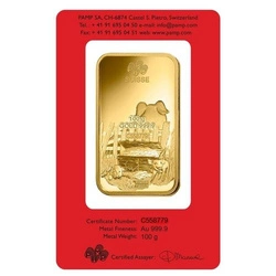 100 gramów Sztabka Złota seria Lunar Rok Świni