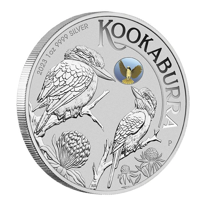 Kookaburra with Helmeted Honeyeater 1 uncja Srebra 2023 Privy Mark (Melbourne Money Expo Anda Special)