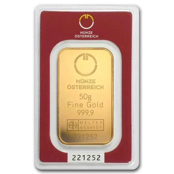Sztabka Austrian Mint 50 gramów Złota