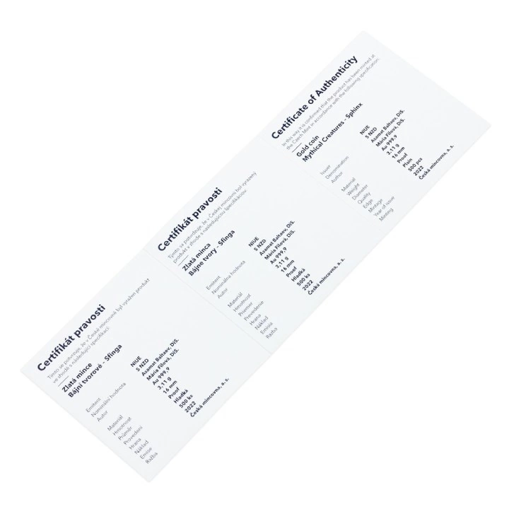 Niue: Mythical Creatures - Sphinx $5 Złoto 2022 Proof