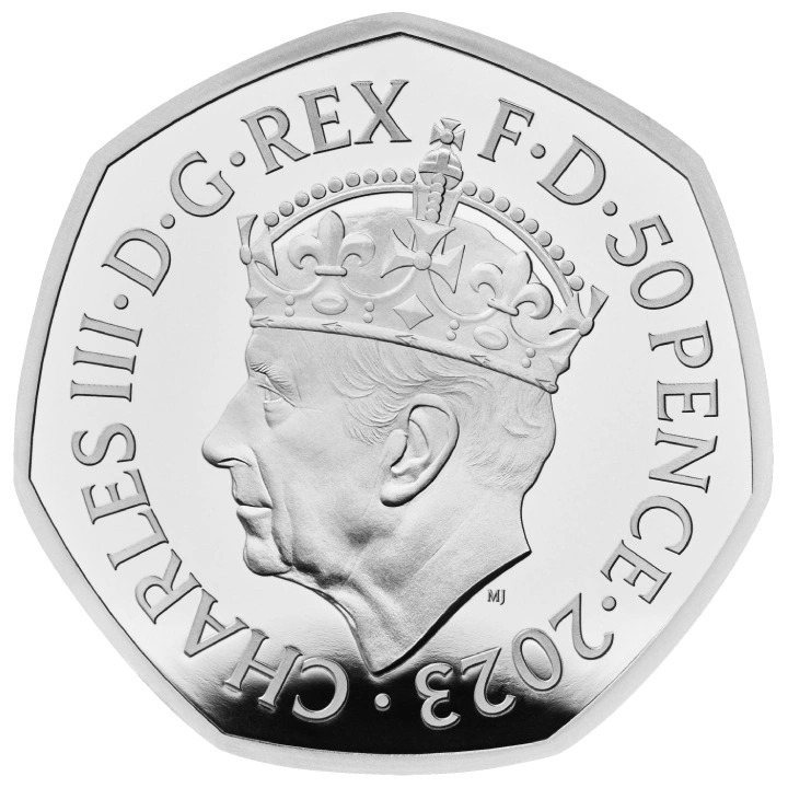 The Coronation of His Majesty King Charles III 50p Srebro 2023 Proof Piedfort