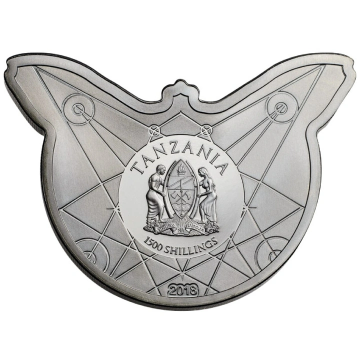 Tanzania: Death's-head Hawkmoth 2 uncje Srebra 2018 Proof