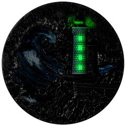 Niue: Latarnia Petit Minou kolorowana $5 Srebro 2022 High Relief Antiqued Coin