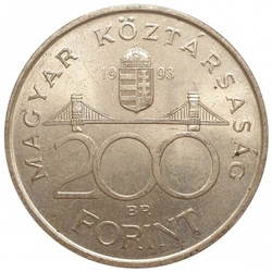 Węgry, 200 forintów Srebro 1992-1993
