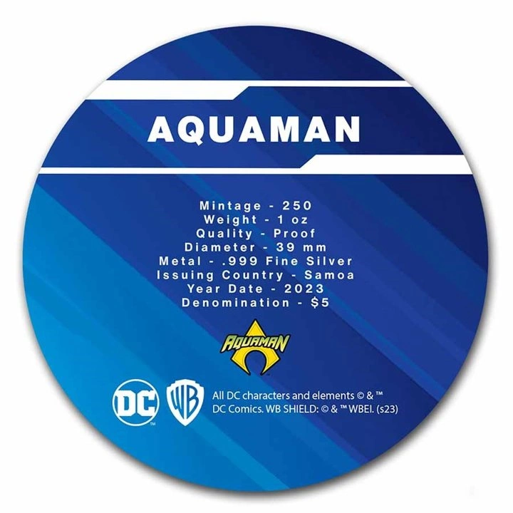 Samoa: DC Comics - Aquaman 1 uncja Srebra 2023 Proof