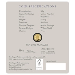 Royal Mint Lunar: Rok Smoka 1/40 uncji Złota 2024 Proof
