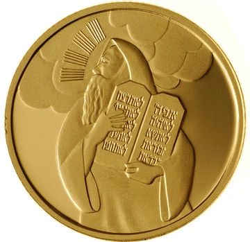 Moses and the Ten Commandments 10 NIS Złoto 2005 Proof