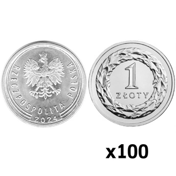 Narodowy Bank Polski: 1 złoty Worek Menniczy (100 sztuk) z 2024 UNC