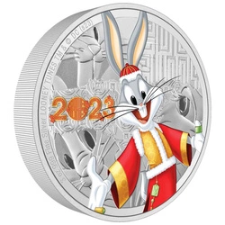 Niue: Looney Tunes Year of the Rabbit – Bugs Bunny kolorowany 3 uncje Srebra 2023 Proof