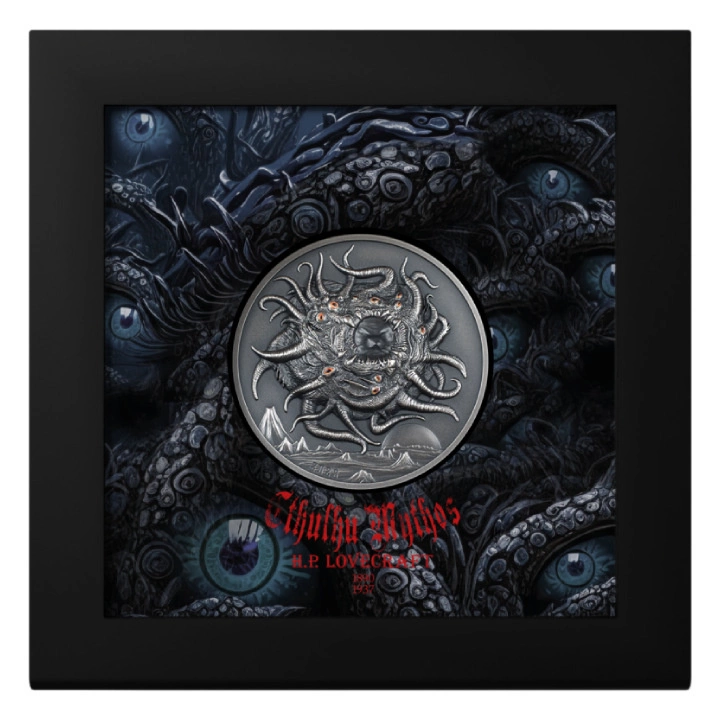 Palau: H.P. Lovecraft - Azathoth kolorowany 3 uncje Srebra 2023 Ultra High Relief Antiqued Coin