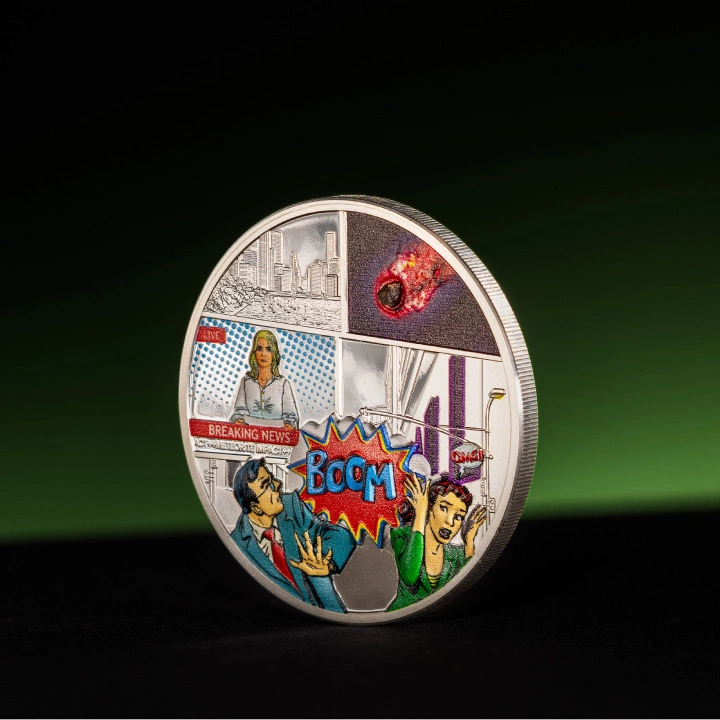 Cook Islands: Meteorite Impacts - Tenham kolorowany 1 uncja Srebra 2023 Proof Ultra High Relief