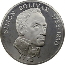 Panama: Simon Bolivar Srebro 20 Balboas 1972-1976