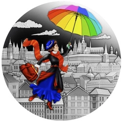 Niue: Fairy Tales - The Magical Nanny kolorowana $1 Srebro 2022 High Relief Antiqued Coin