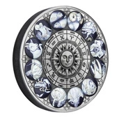 Tuvalu: Signs of the Zodiac kolorowany 5 uncji Srebra 2022 Antiqued Coin