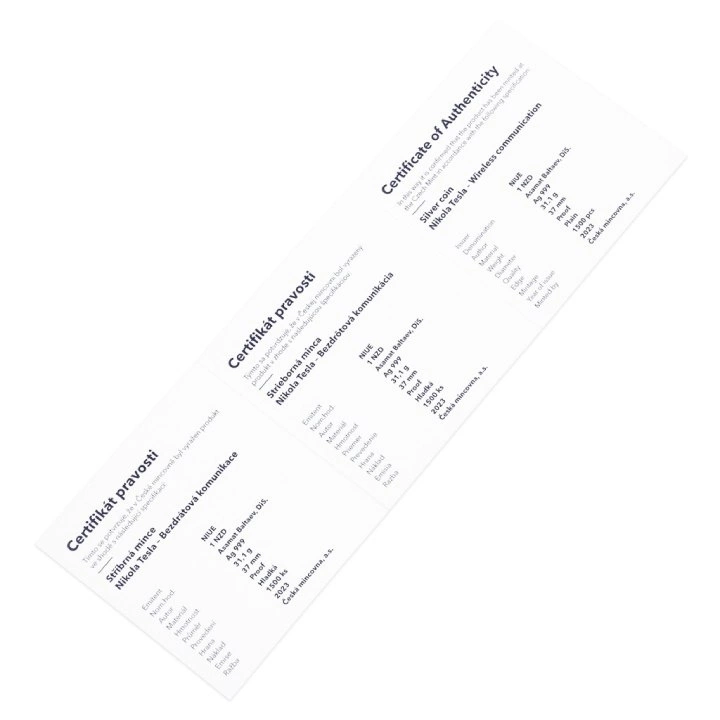 Niue: Nikola Tesla - Wireless Communication $1 Srebro 2023 Proof