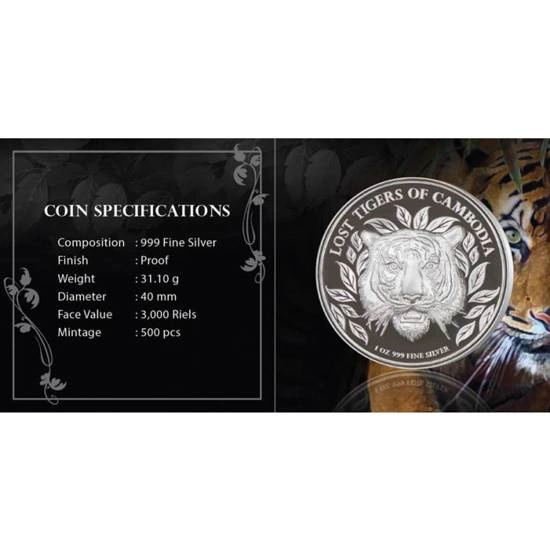 The Lost Tigers of Cambodia 1 uncja Srebra 2022 Proof High Relief