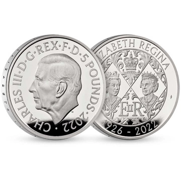 Her Majesty Queen Elizabeth II £5 Srebro 2022 Proof