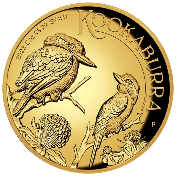 Kookaburra 5 uncji Złota 2023 Proof High Relief