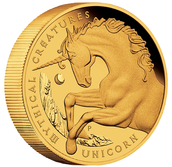 Mityczne Istoty: Jednorożec 5 uncji Złota 2021 Proof