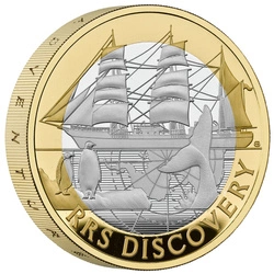 RRS Discovery £2 pozłacany Srebro 2025 Proof Piedfort