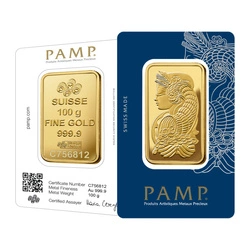 Sztabka Pamp Suisse Fortuna Veriscan 100 gramów Złota LBMA GD Refiner