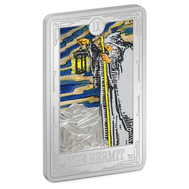 Niue: Tarot Cards – The Hermit kolorowany 1 uncja Srebra 2022 Proof