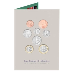 Zestaw 8 monet King Charles III Definitives Miedzionikiel 2023