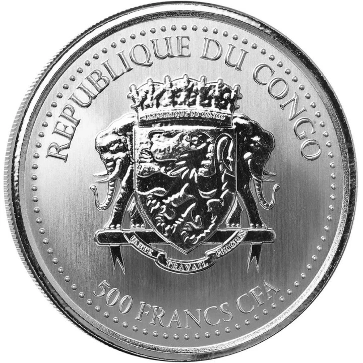 Congo: Goryl srebrnogrzbiety 1 uncja Srebra 2023 - Milkspot