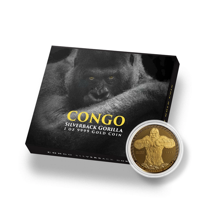 Congo: Goryl srebrnogrzbiety 1 uncja Złota 2022 Proof