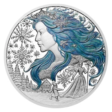 Niue: Book Templates - H. C. Andersen - The Snow Queen kolorowany 29 gramów Srebra 2025 Proof