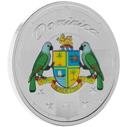 Dominica: Coat of Arms kolorowane 1 uncja Srebra 2024 Proof