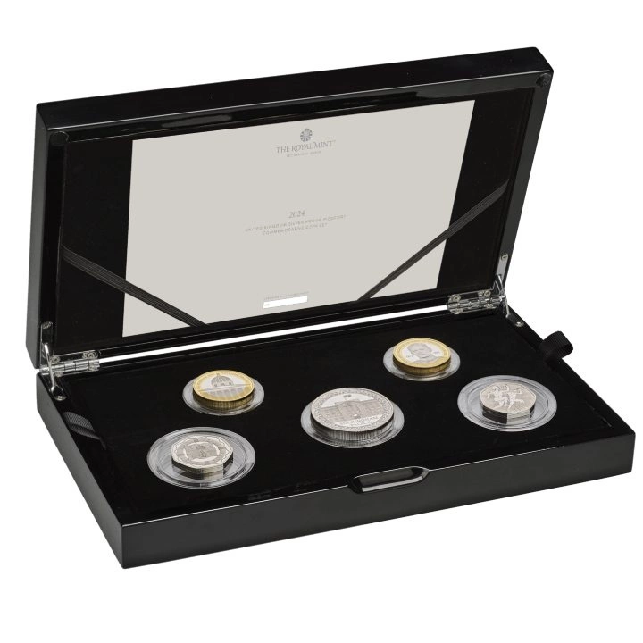 Zestaw 5 srebrnych monet Wielka Brytania 2024 Proof Piedfort Commemorative Coin