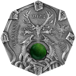 Witchcraft - Seeress Ritual kolorowany 2 uncje Srebra 2023 Ultra High Relief Antiqued Coin