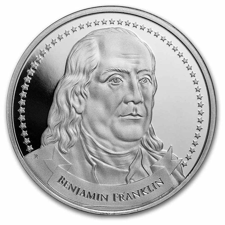 Founders of Liberty: Benjamin Franklin - Free Speech 1 uncja Srebra 2022 Slab