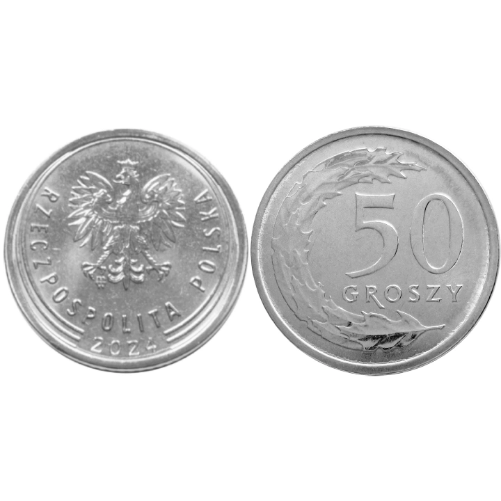 Narodowy Bank Polski: 50 groszy Worek Menniczy (100 sztuk) z 2024 UNC