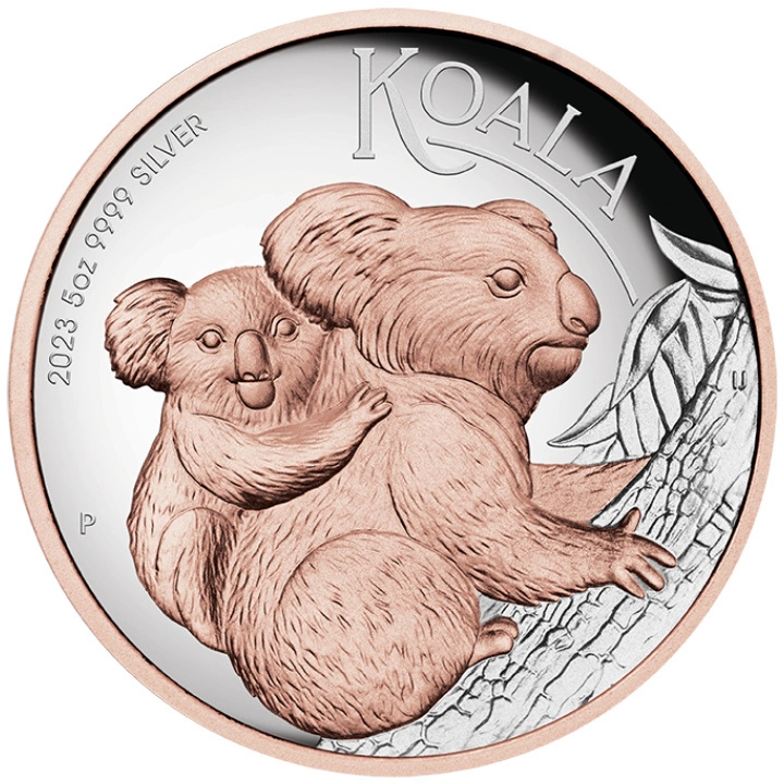 Australijska Koala pozłacana 5 uncji Srebra 2023 Proof High Relief