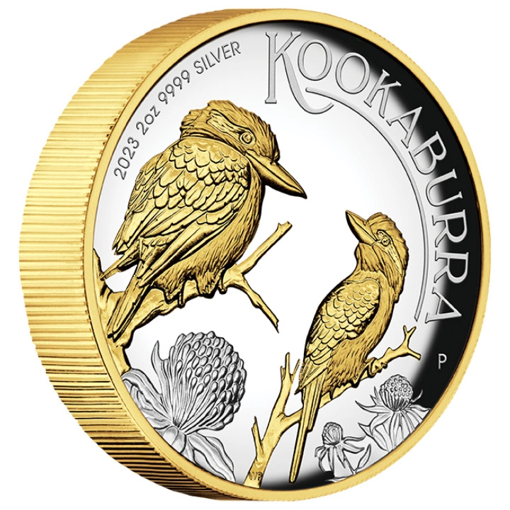 Kookaburra pozłacana 2 uncje Srebra 2023 Proof High Relief