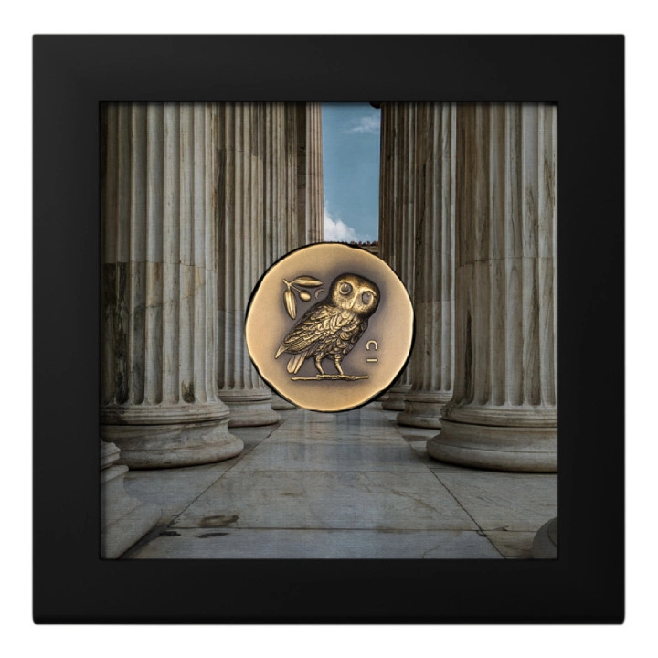 Cook Islands: Athena’s Owl Gold 1 uncja Złota 2023 Ultra High Relief Antiqued Coin