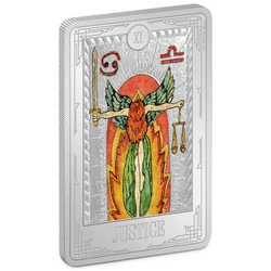 Niue: Tarot Cards – Justice kolorowany 1 uncja Srebra 2023 Proof