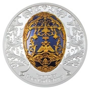 Mongolia: Peter Carl Fabergé – Tsarevich Egg kolorowany 2 uncje Srebra 2023 Proof High Relief