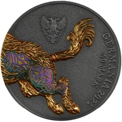 Germania: Beasts - Gullinbursti kolorowany, pozłacany 2 uncje Srebra 2025 Ultra Double High Relief 