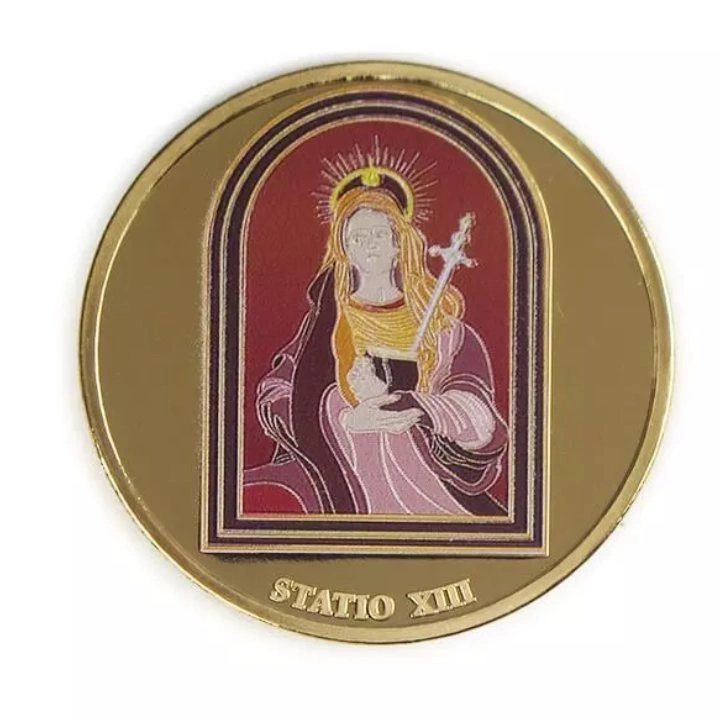 Zestaw 14 monet: Via Dolorosa kolorowany, pozłacany Brąz 2016 Prooflike