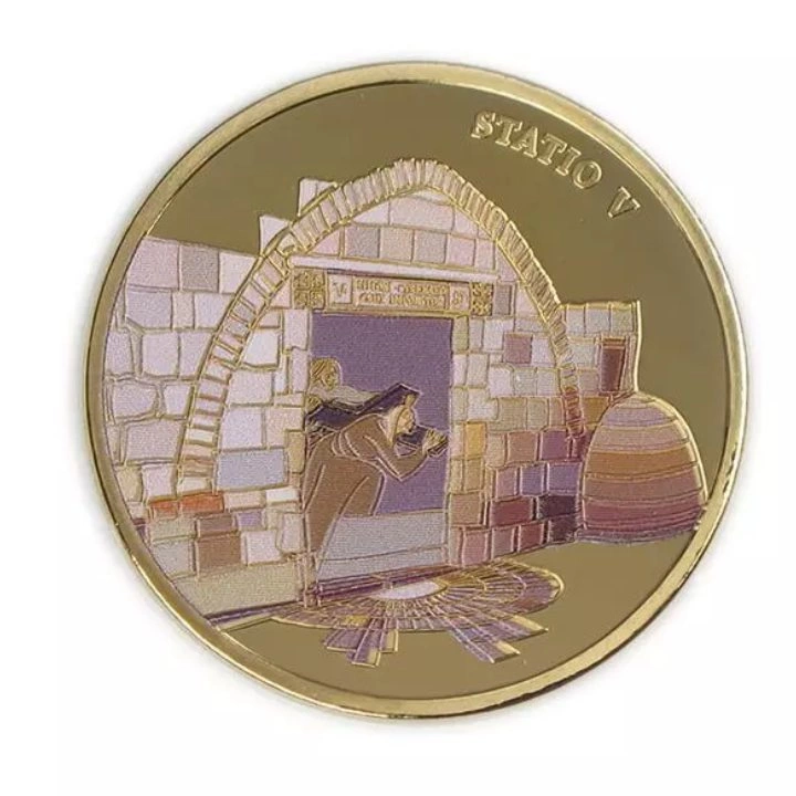 Zestaw 14 monet: Via Dolorosa kolorowany, pozłacany Brąz 2016 Prooflike