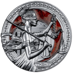 Niue: Temida kolorowana $2 Srebro 2022 Black Proof Antiqued Coin