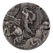 Niue: Biblical - Cleansing The Temple 2 uncje Srebra 2022 Proof Antiqued Coin