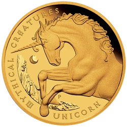 Mityczne Istoty: Jednorożec 5 uncji Złota 2021 Proof